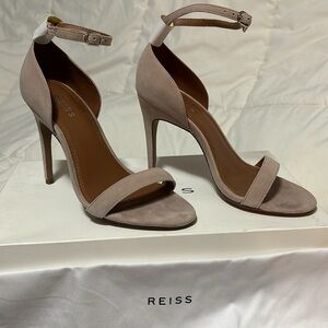 Reiss Paula Kid Suede shoes in soft truffle pink